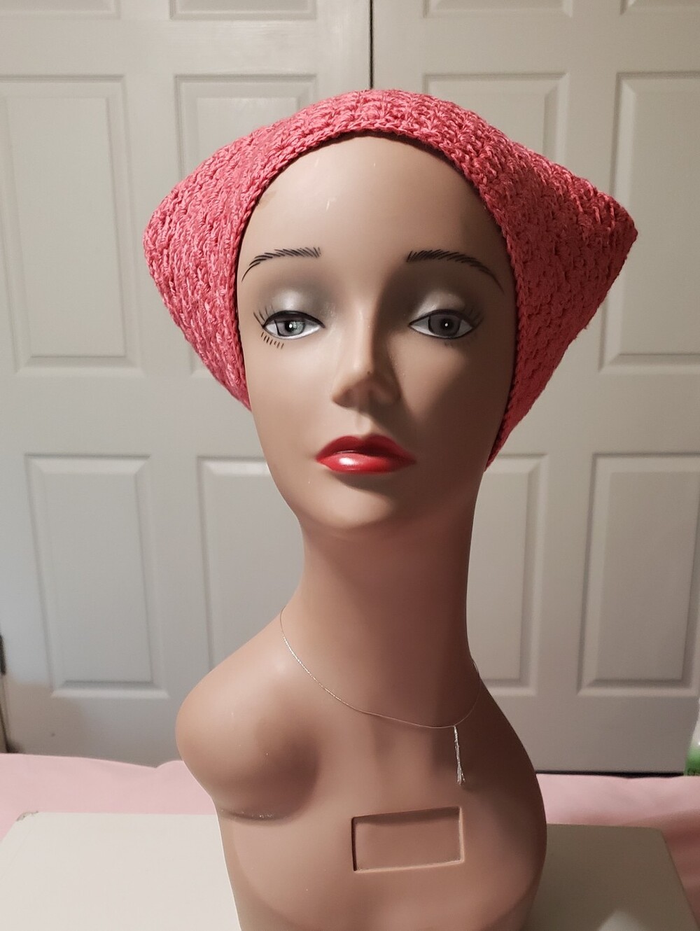 Hand Crafted Pink Head Scarf Hair Bandana Triangle